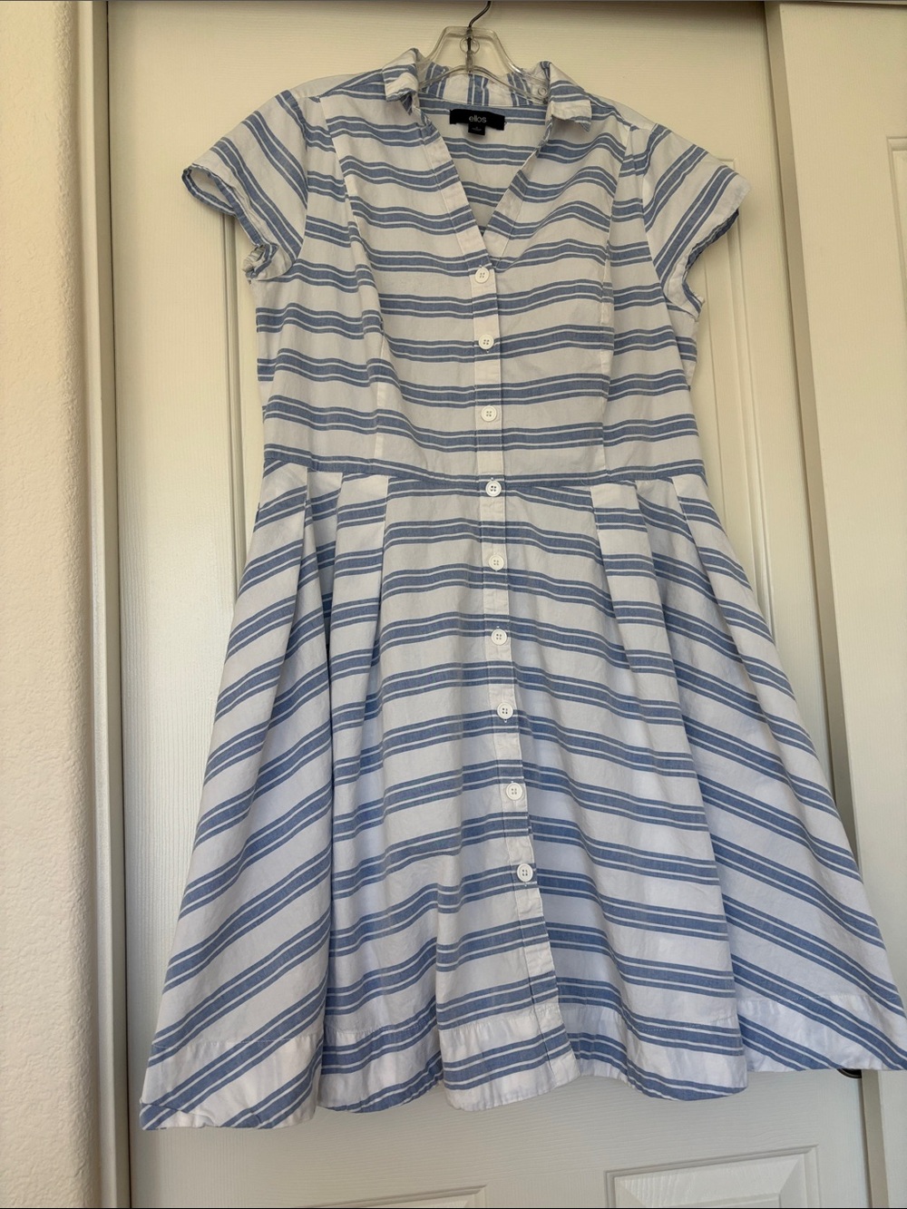 ellos Blue & White Striped Button-Front Dress